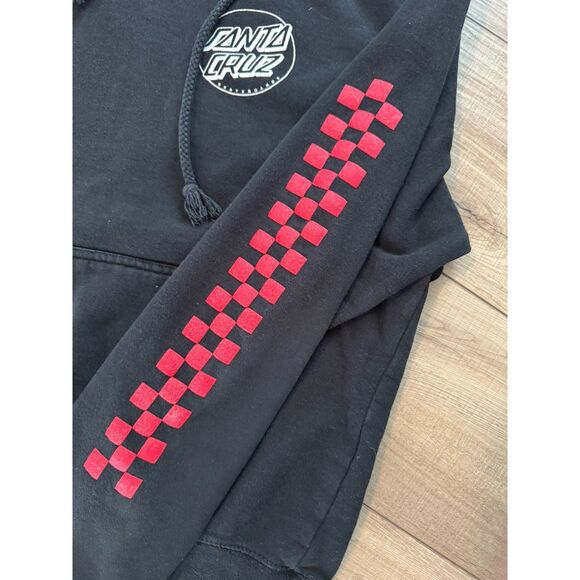 Santa Cruz Pullover Hoodie Adult Large L (runs Smaller)  Black Sweater Checkered - Picture 4 of 4